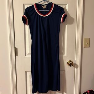 Vintage Montgomery ward short sleeve straight navy dress (3)